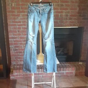 BKE sabrina Stretch Blue Flare Wide Leg Jeans